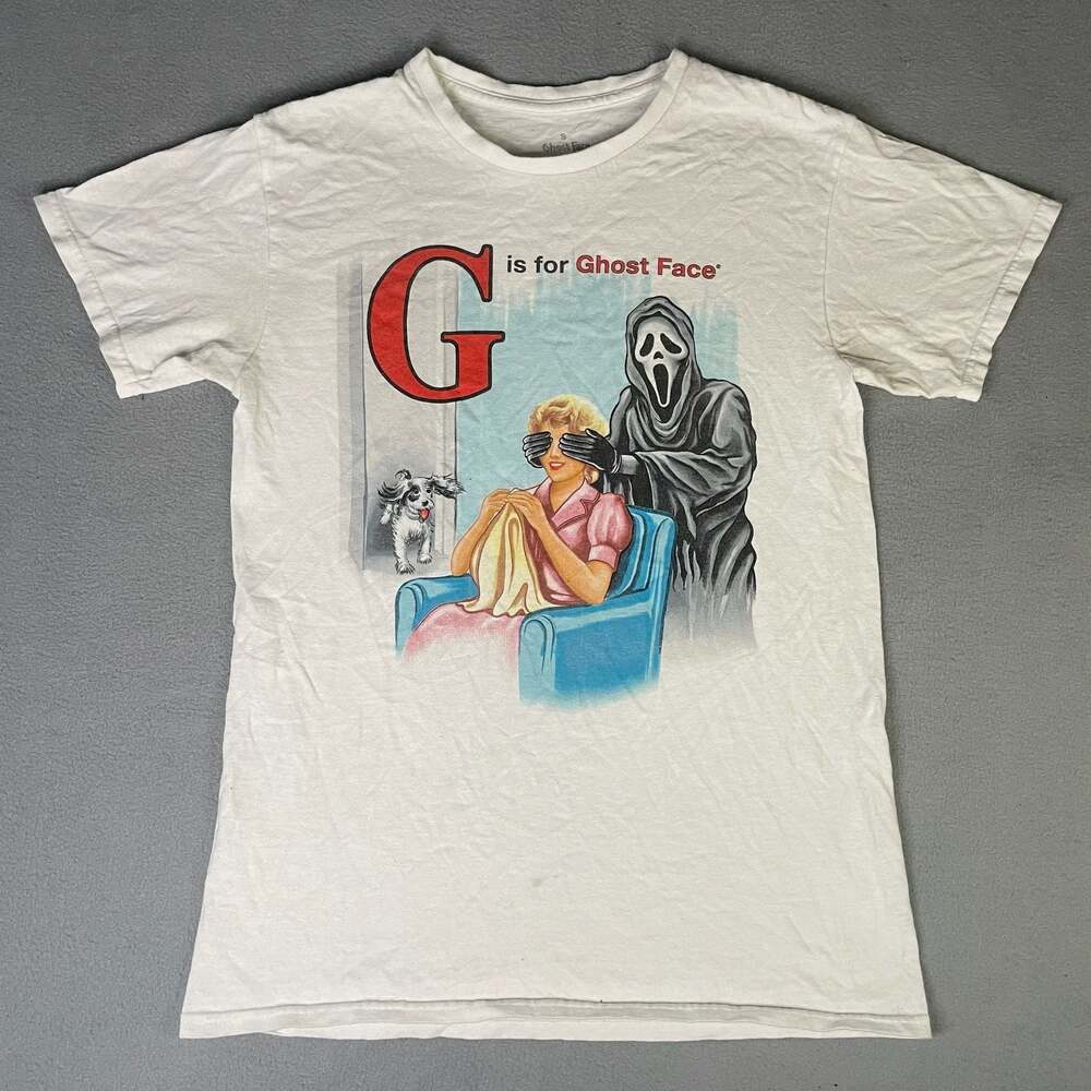Steven Rhodes G is for Ghost Face Scream Horror Graphic TShirt size womens small